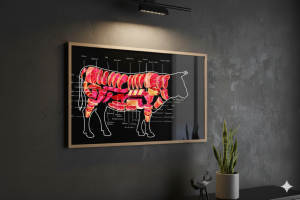 Tableau décoratif en plexiglas de l'anatomie boeuf