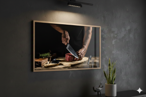 Tableau décoration boucherie geste de découpe de viande en plexiglas ou alu Dibond