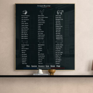 Tableaux de boucherie professionnels 5 Tableau tarifs boucherie - Toutes viandes