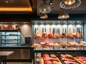 Boucherie avec des Décorations Modernes et Fonctionnelles