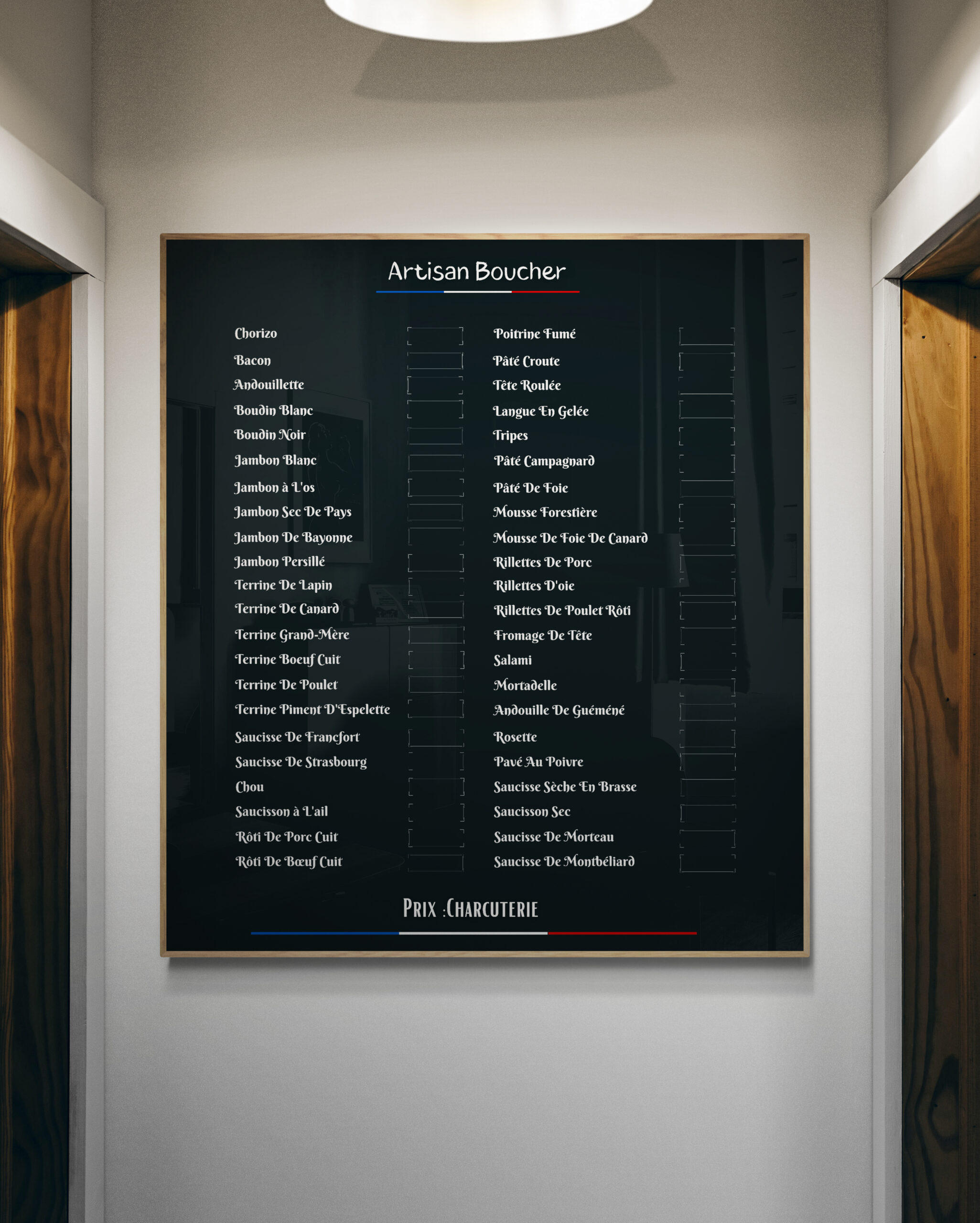 PRIX CHARCUTERIE interior-hallway-wall Tableau prix charcuterie