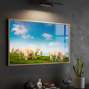 Tableau décoration boucherie vaches en prairie charolaise en plexiglas ou alu Dibond 67×44 cm