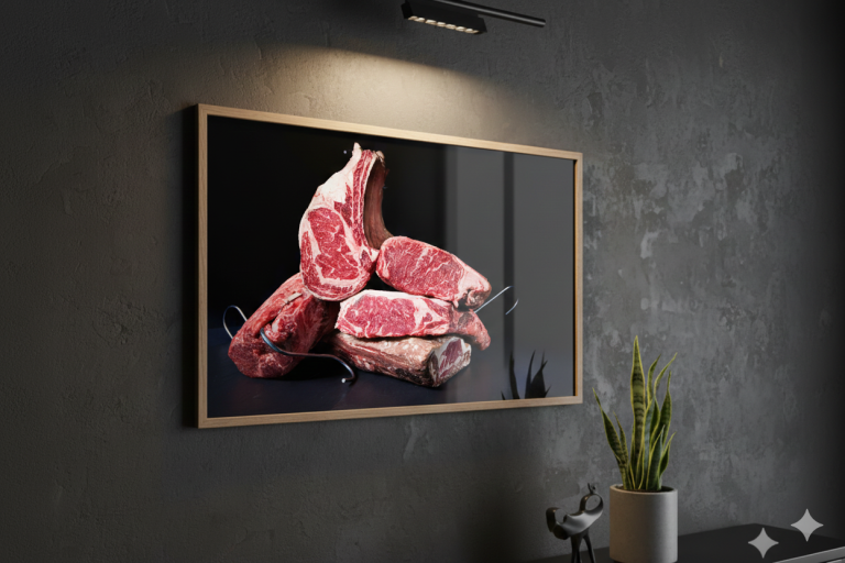 Accueil - Tableau boucherie - Décoration Boucherie 6 Tableau décoration boucherie bœuf maturé en alu dibond ou plexiglas 66x44 cm