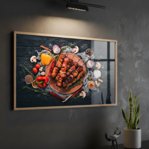 Tableaux de boucherie professionnels 6 Tableau Décoration Boucherie – Brochettes de Viande & Épices