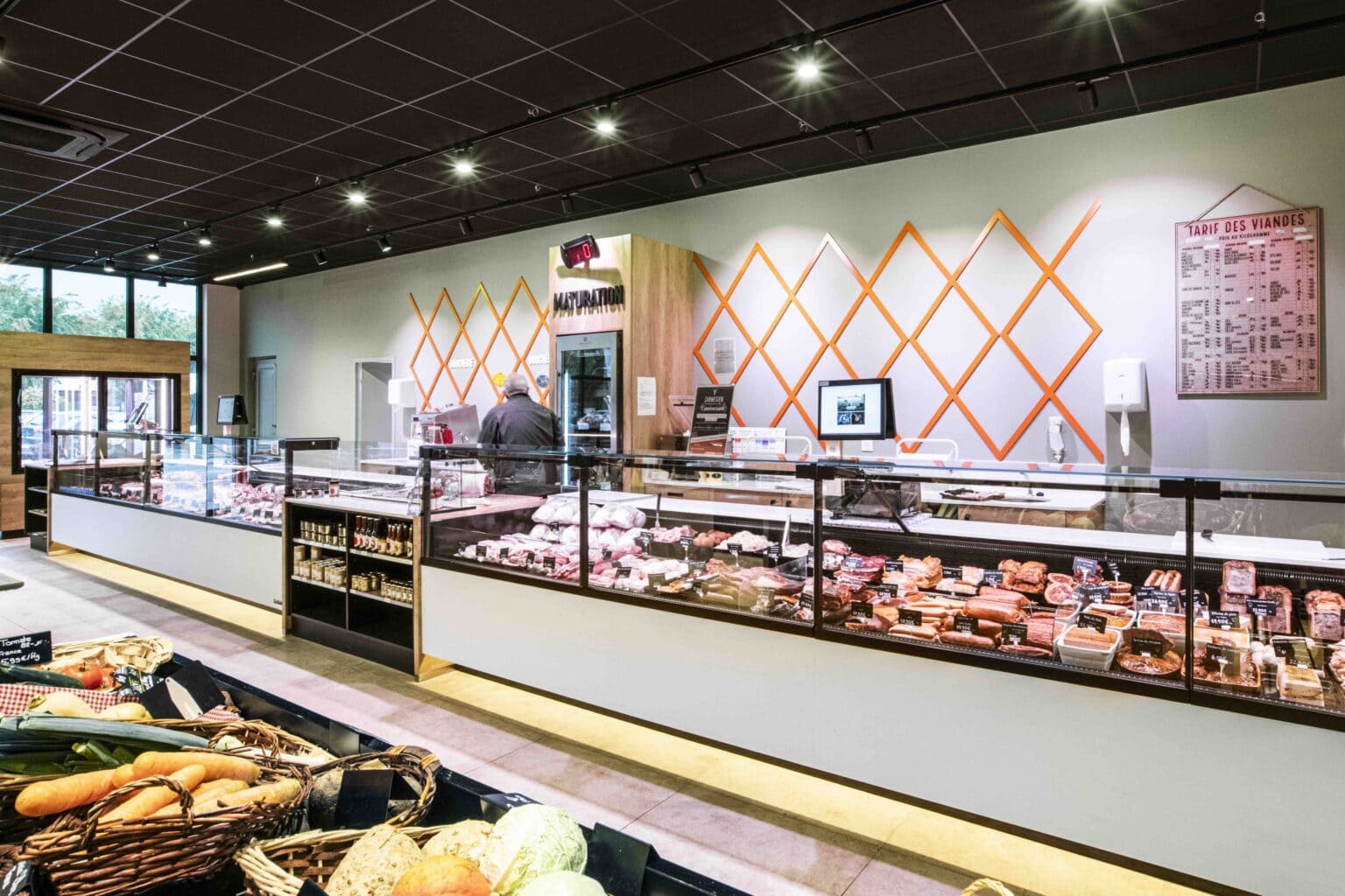 Vitrine de boucherie avec éclairage LED 4000K