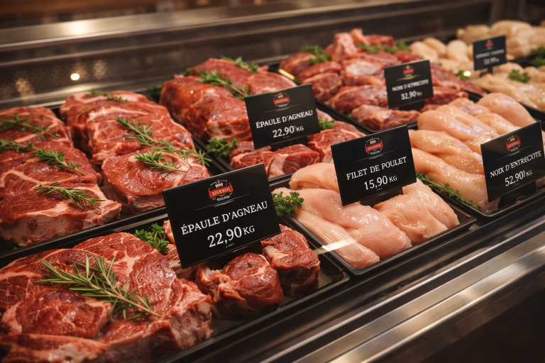 Des étiquettes de prix boucherie premium personnalisé