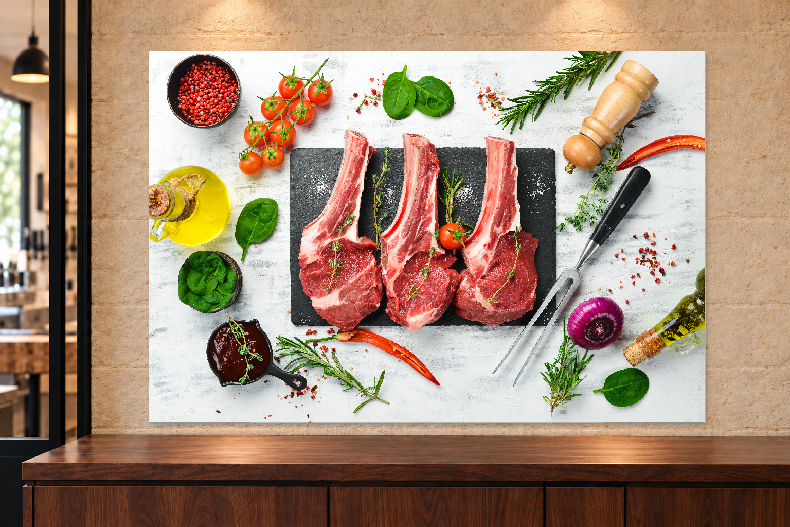Côtes de bœuf sur ardoise — 60 × 40 cm / 90 × 60 cm / 120 × 80 cm